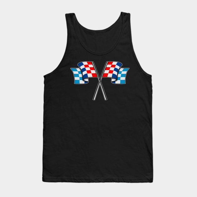 Checked racing car flag (Blue, Red, Light Blue Color) Tank Top by Jiooji Project